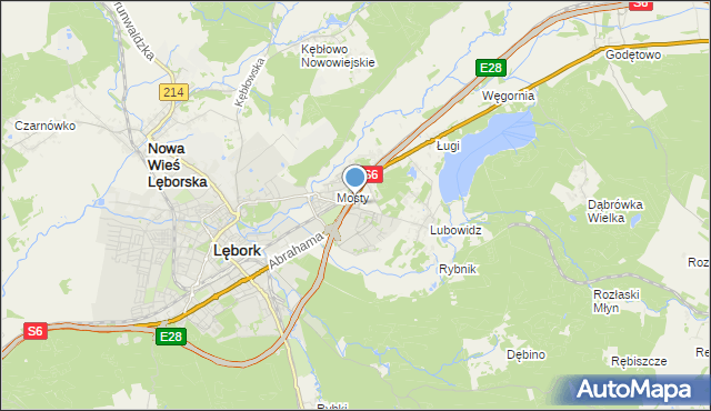 mapa Jamy, Jamy gmina Nowa Wieś Lęborska na mapie Targeo